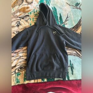 Cozy Charcoal Hoodie with Heart Detail